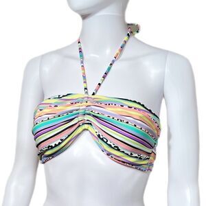 Neon Pastel Striped Bandeau Bikini Top